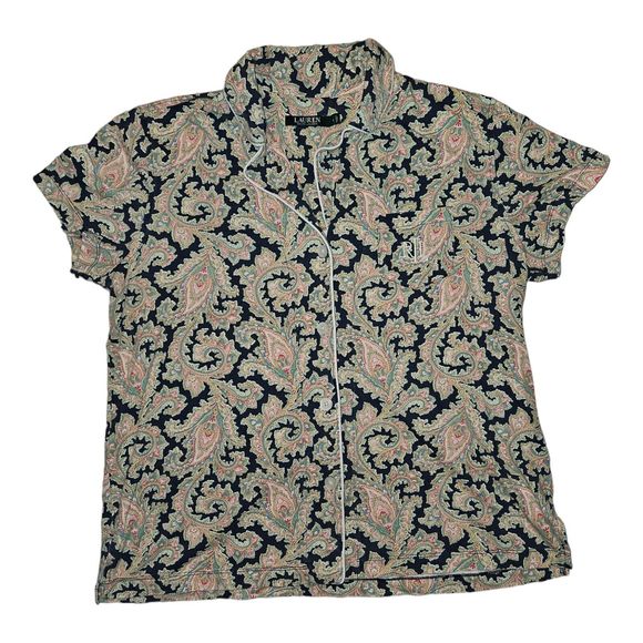 Lauren Ralph Lauren Tops - Lauren Ralph Lauren Pajama Top Women's Large Paisley Button Up Short Sleeve